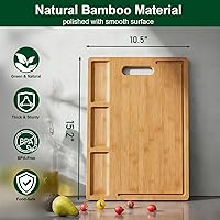 Vista 3 de Tablas de cortar para cocina – Tabla de cortar de bambú integrada con 3 compartimentos y ranuras para jugos – Bandeja de servir para carnes