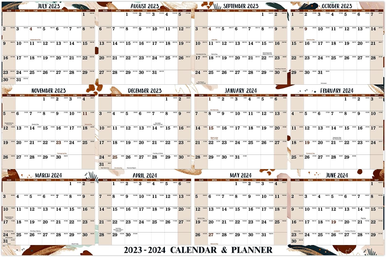 2023-2024 Wall Calendar - Academic Yearly Wall Calendar 2023-2024, July 2023 - June 2024, 34.8" x 22.8", Large Wall Calendar with 8 Round Stickers, Thick Paper, Horizontal, Lay- Flat, Easy to Plan