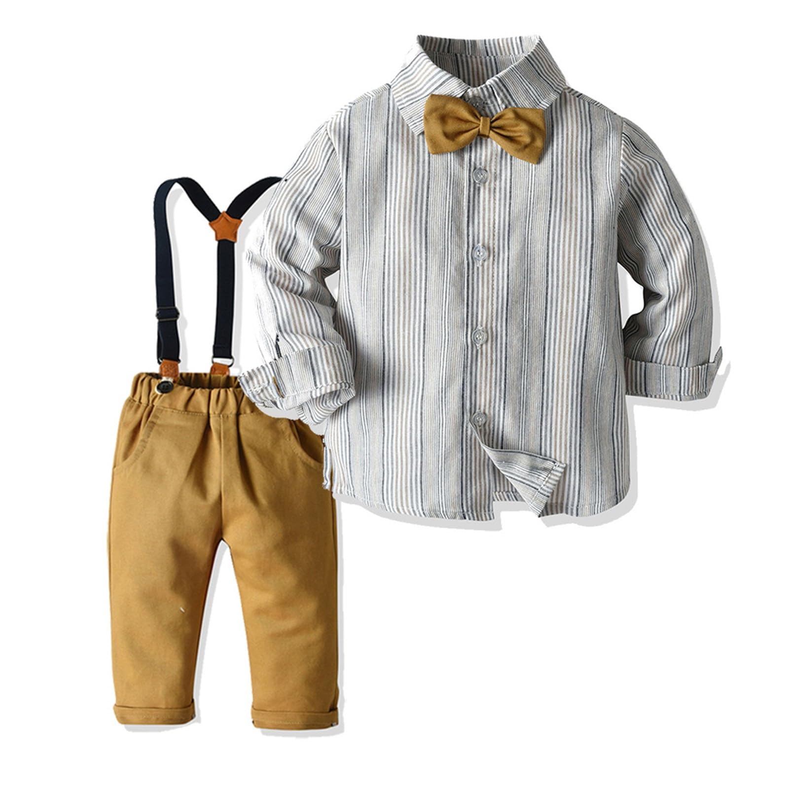 Vêtements pour enfant garçon 6 m 9 ans Vêtements formels Chemise + nœud papillon + bretelles Pantalon gentleman Tenue de mariage