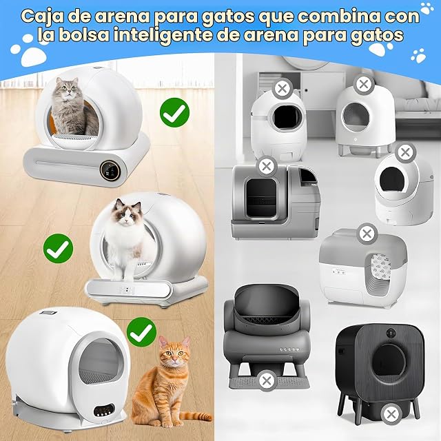 Foto 3 de 8 de XQDKoon Bolsas para Arena para Gatos, 5 Volúmenes Bolsa Arenero Gato Autolimpiable Forros