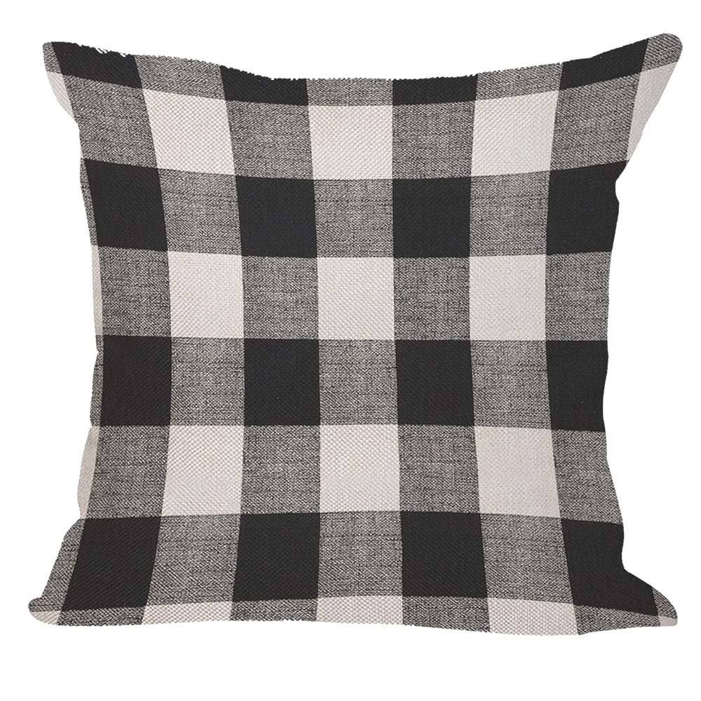 Orythyra Black and White Buffalo Check Plaids Throw Pillow Case Cushion Cover Linen Pillowcases Pillow Cover Living Room Couch Bed Sofa Car Waist Cushion Cover Farmhouse 45X45 CM