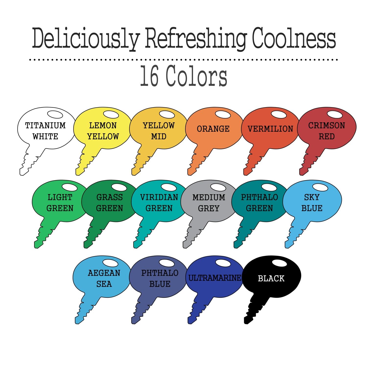 Artkey Acrylic Paint Set, 24 Colors 2 oz/59 ml Acrylic Paint Kit for Professional Artists & Beginners – Craft & Art Supplies for Canvas, Wood, Fabric, Rock, Leather, Ceramic, Glass, Easter Egg: Summer 16 Colors