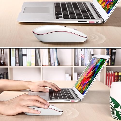 Miniatura 7 de JOYACCESS Ratón inalámbrico para laptop, ultra delgado, silencioso, 2400 DPI ratón óptico portátil para laptop, computadora, MacBook, Windows,