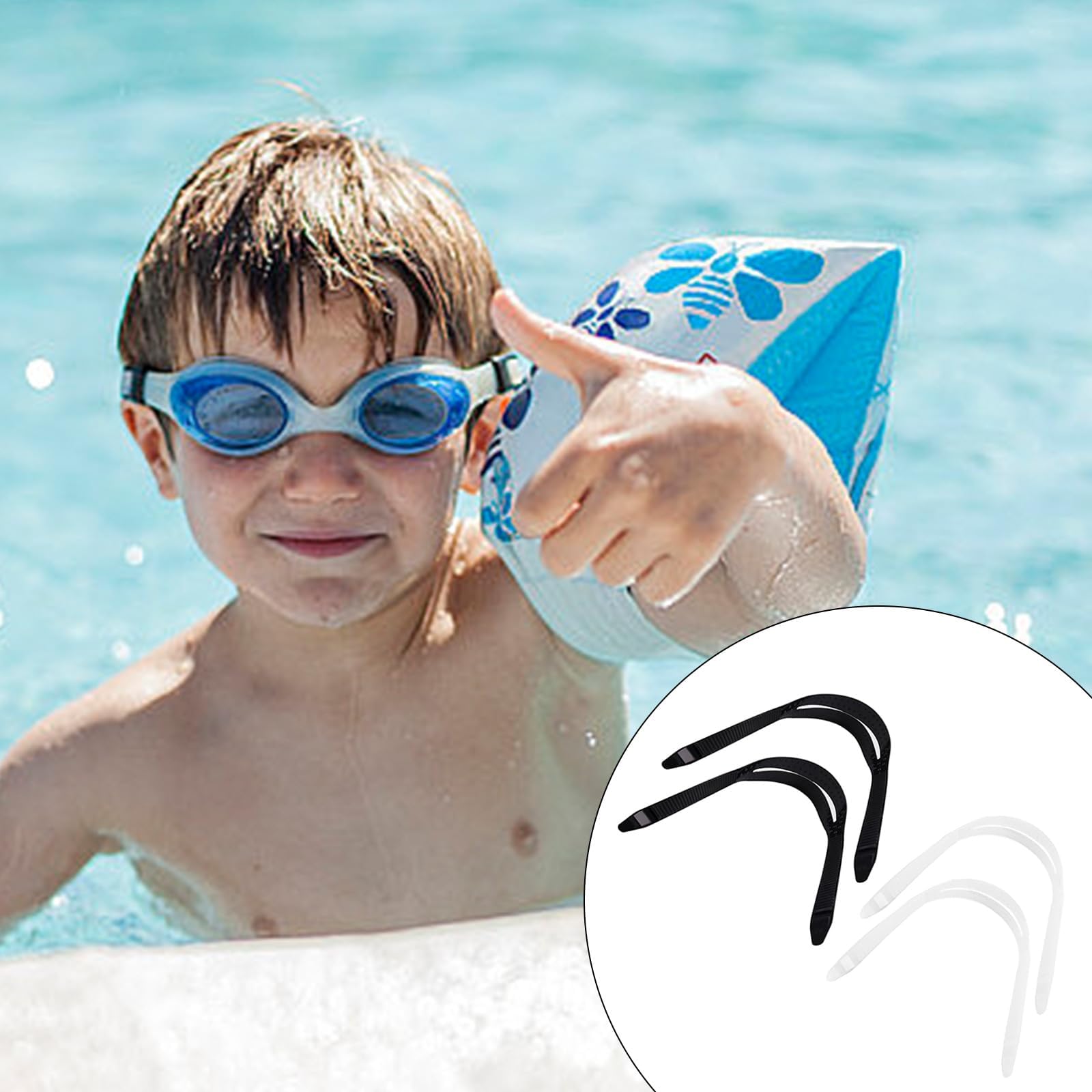Silicon Mask Strap 4 Pezzi, Silicone Spesso, Nero/Trasparente Cinturino per Maschera Subacquea, Snorkeling Cinturino Maschera Silicone, con Fibbia Regolabile, per Immersioni e Nuoto