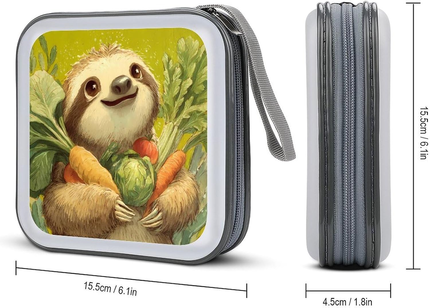 Sloth Fruit Vegetable Portable CD Storage Case DVD Holder Box Organizer 40 Capacity for Home Car