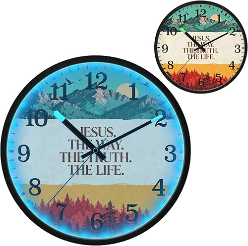 Miniatura 2 de Luminous Voice-Activated Modern Clocks Silent Non-Ticking Battery Operated Clock Retro Christian Jesus Faith 12 Inch for Office, Home, Bathroom,