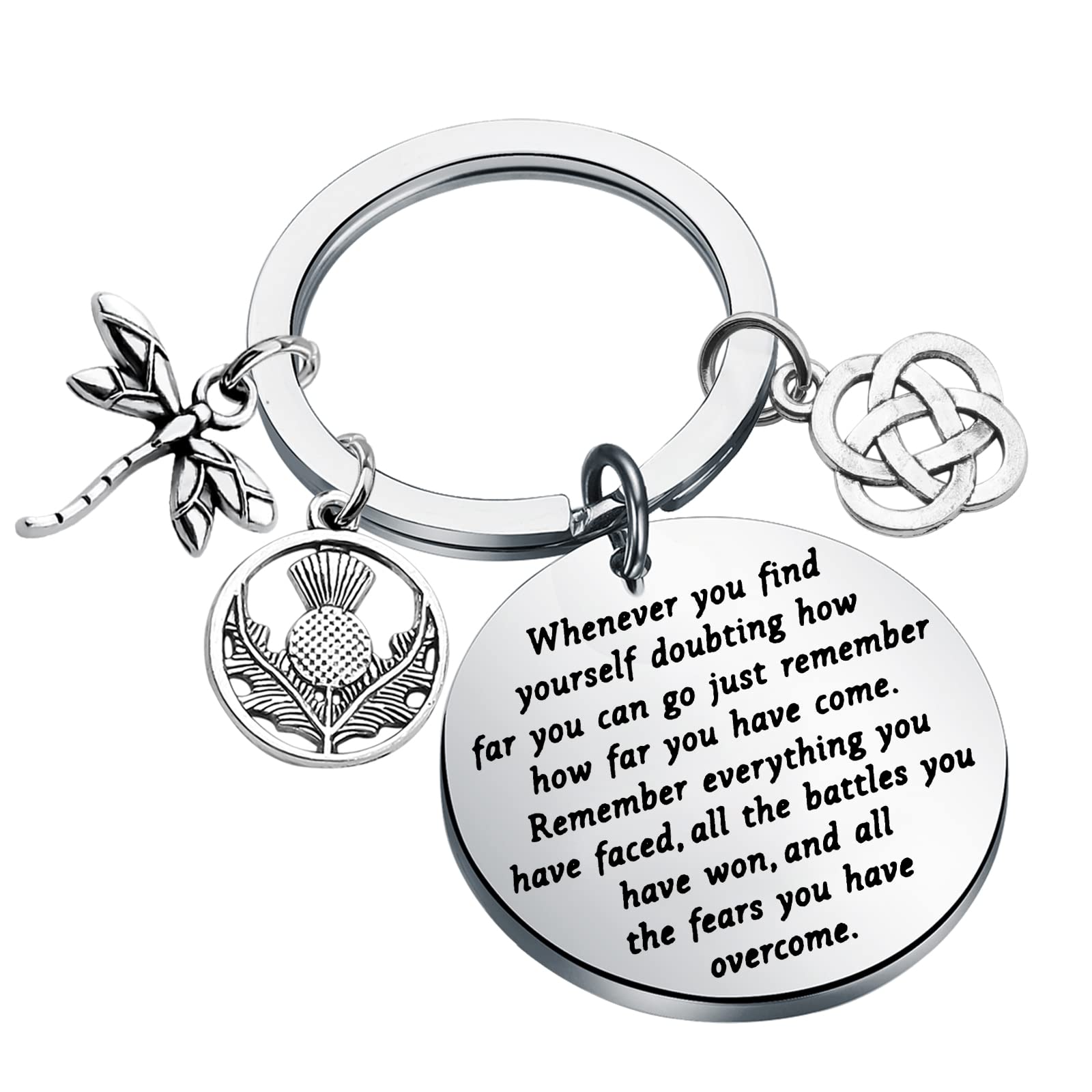 KUIYAI TV Show Inspired Gifts Scottish Thistle Dragonfly Charm Keychain Gift for Movie Fans (whenever outlander EU)