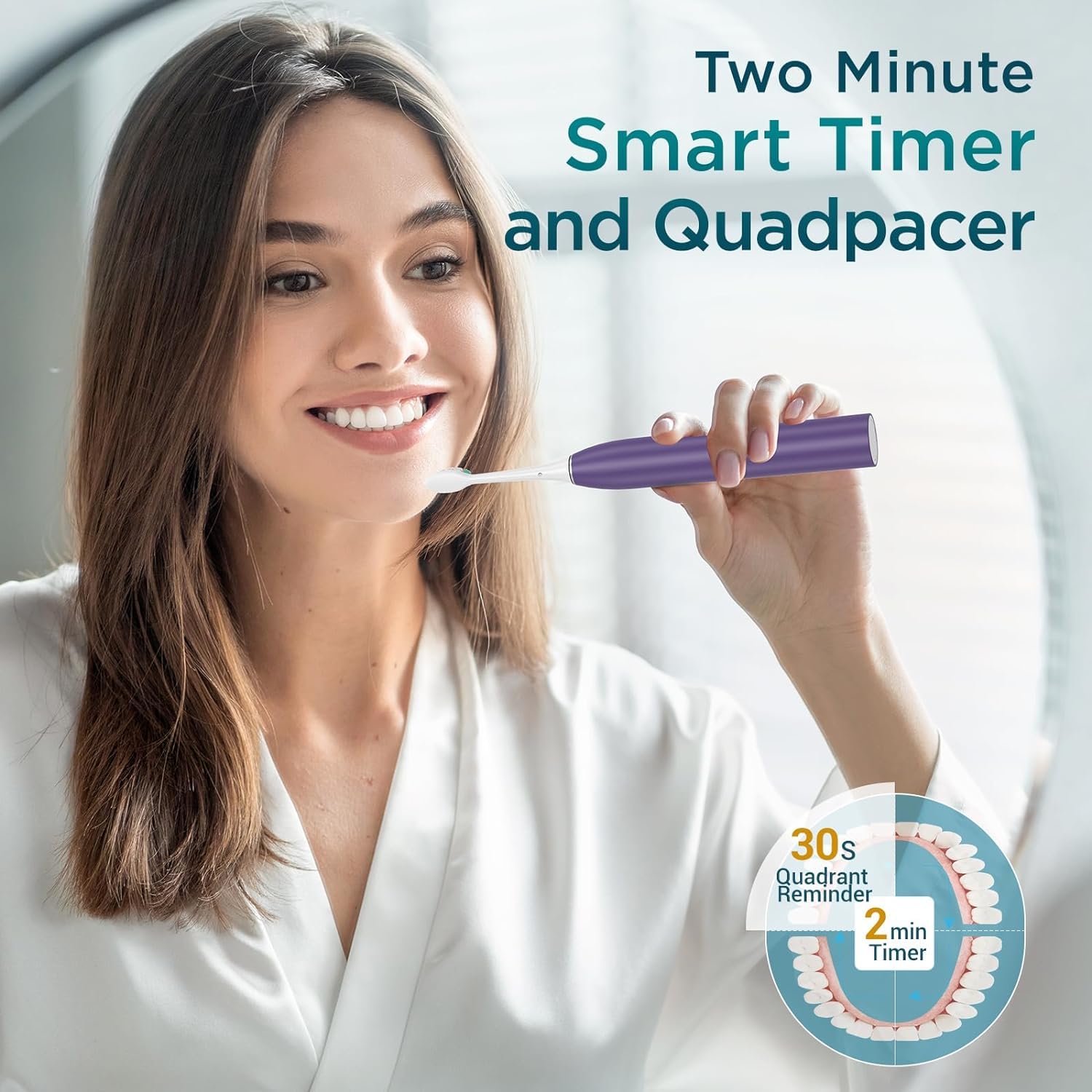Cepillo de dientes eléctrico para adultos con 8 cabezales de cepillo, cepillo de dientes sónico recargable con un soporte y funda de viaje, cepillo de dientes blanqueador eléctrico con