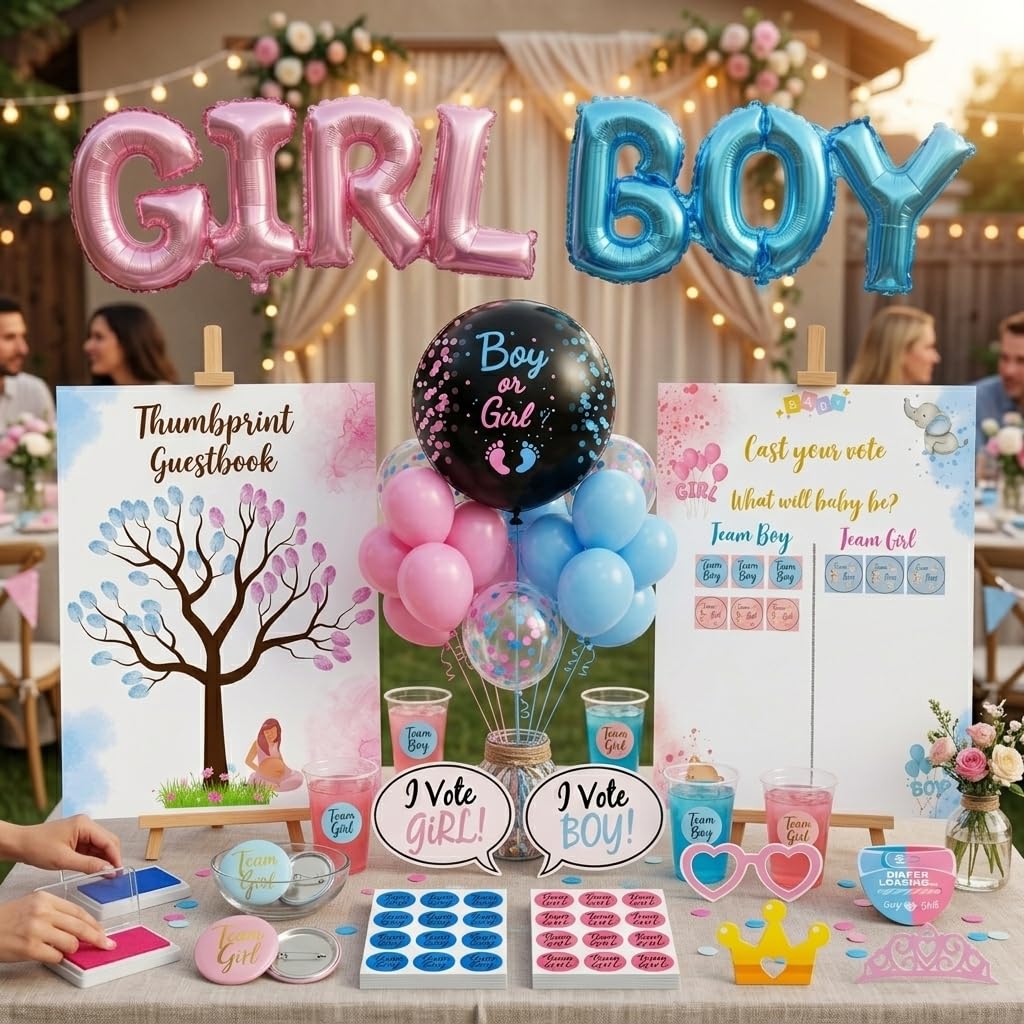 Libro delle firme Bebe Gender Reveal rivelazione di genere| Albero delle impronte promemoria Dolce Aspetta| Carta Acquerello Nascita| Libro Evento Personalizzabile, senza cornice, non