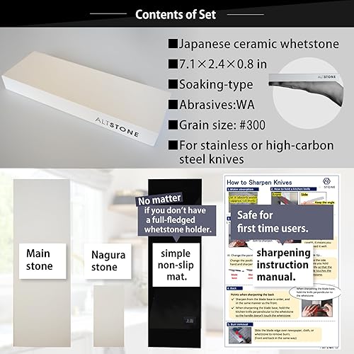 Miniatura 10 de ALTSTONE Piedra afiladora de grano medio 1000 con Nagura planificada por ALTWAYS fabricada por Suehiro en Japón (#1000)
