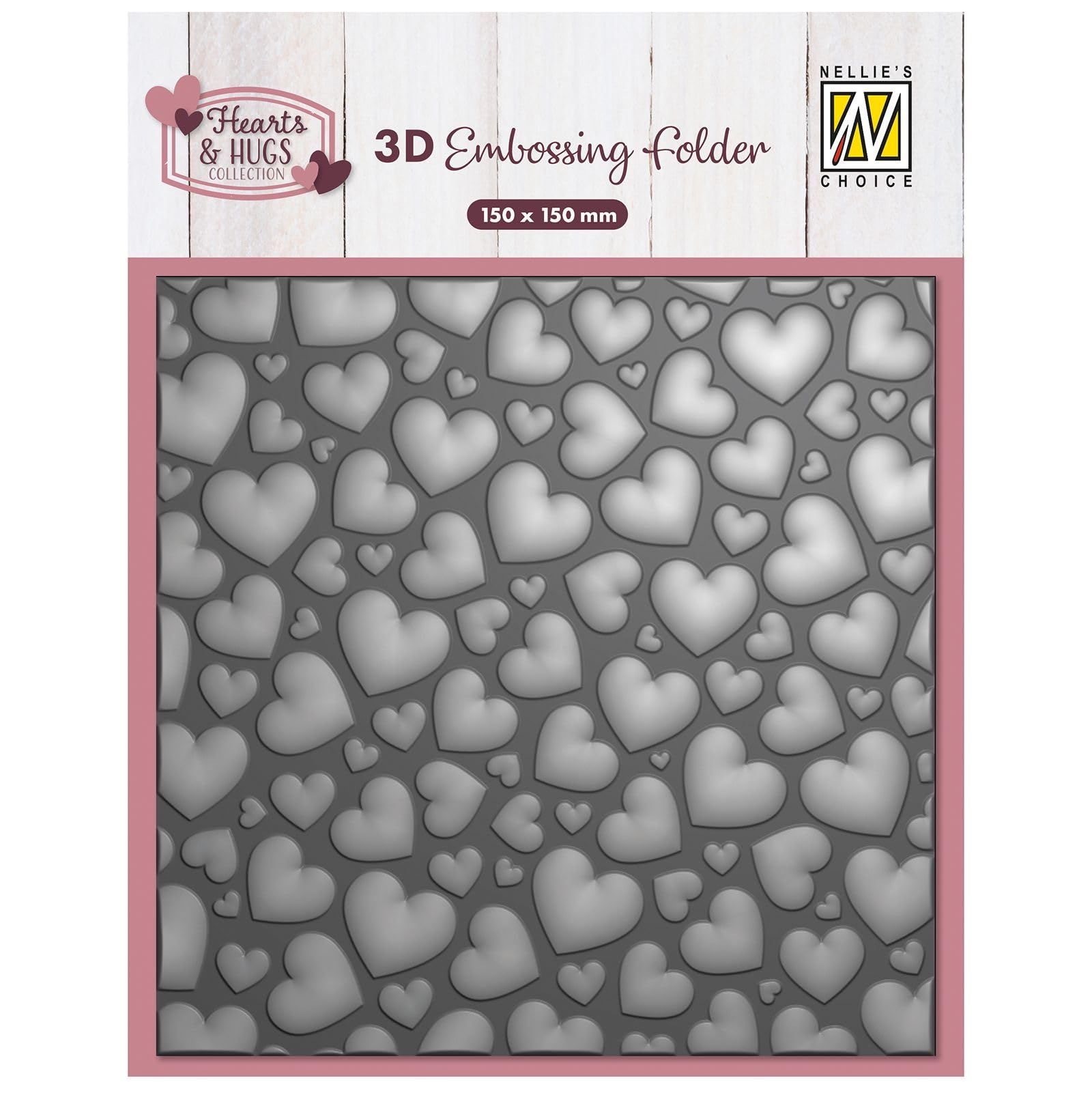 Nellie's Choice Cartella per Embossing 3D Cuori Pop-up 15 x 15 cm – Cartelle per Goffratura e Accessori – Fai da Te, DIY, Biglietti, Artigianato, Scrapbooking e Journaling