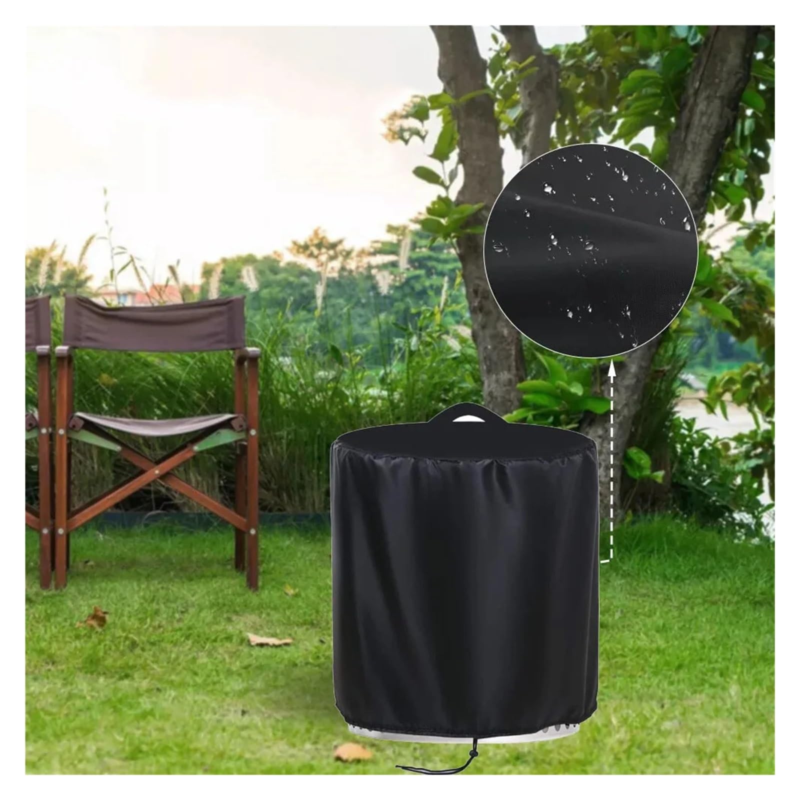 Feuerstellenabdeckung Rund Feuerstellenabdeckung, runder Herd, wasserdichte Abdeckung, Gartenmöbel for den Außenbereich, Tischfeuerstelle, Steine, staubdichte(74x46cm)