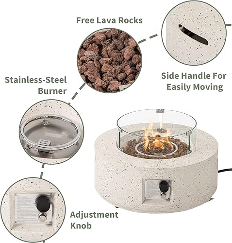 Miniatura 25 de COSIEST Juego de mesa de fuego de propano para exteriores de 2 piezas con mesa de tanque, mesa rectangular de terrazo de 42 pulgadas