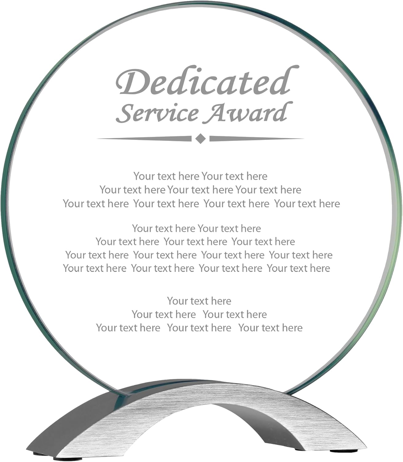 7 1/4" Round Cosmic Glass Dedicated Service Award, Custom Engraved Glass Award Plaque for Employees, Appreciation, Recognition
