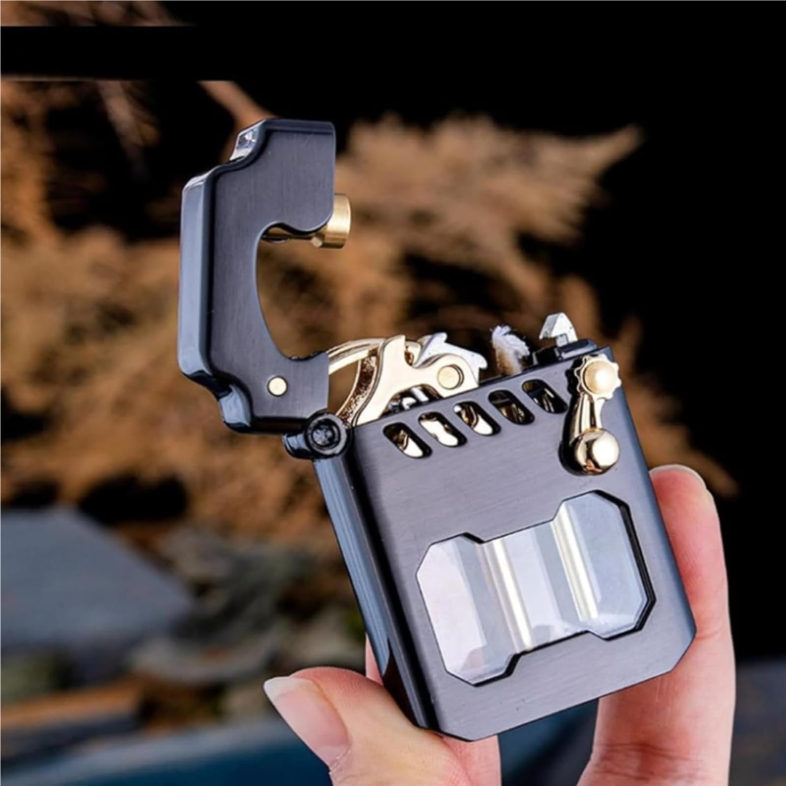 Constantine Aansteker, Gesneden Vintage Oversized Heavy Armor Stijl Goud Petrol Kerosine St Benedict Metalen Aansteker voor Verzamel Mannen, Papa, Man Gift