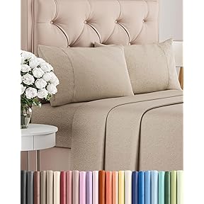 Queen Size 4 Piece Sheet Set - Comfy Breathable & Cooling Sheets - Hotel Luxury Bed Sheets for Women & Men - Deep Pockets, Easy-Fit, Extra Soft and Wrinkle Free Sheets - Beige Oeko-Tex Bed Sheet Set