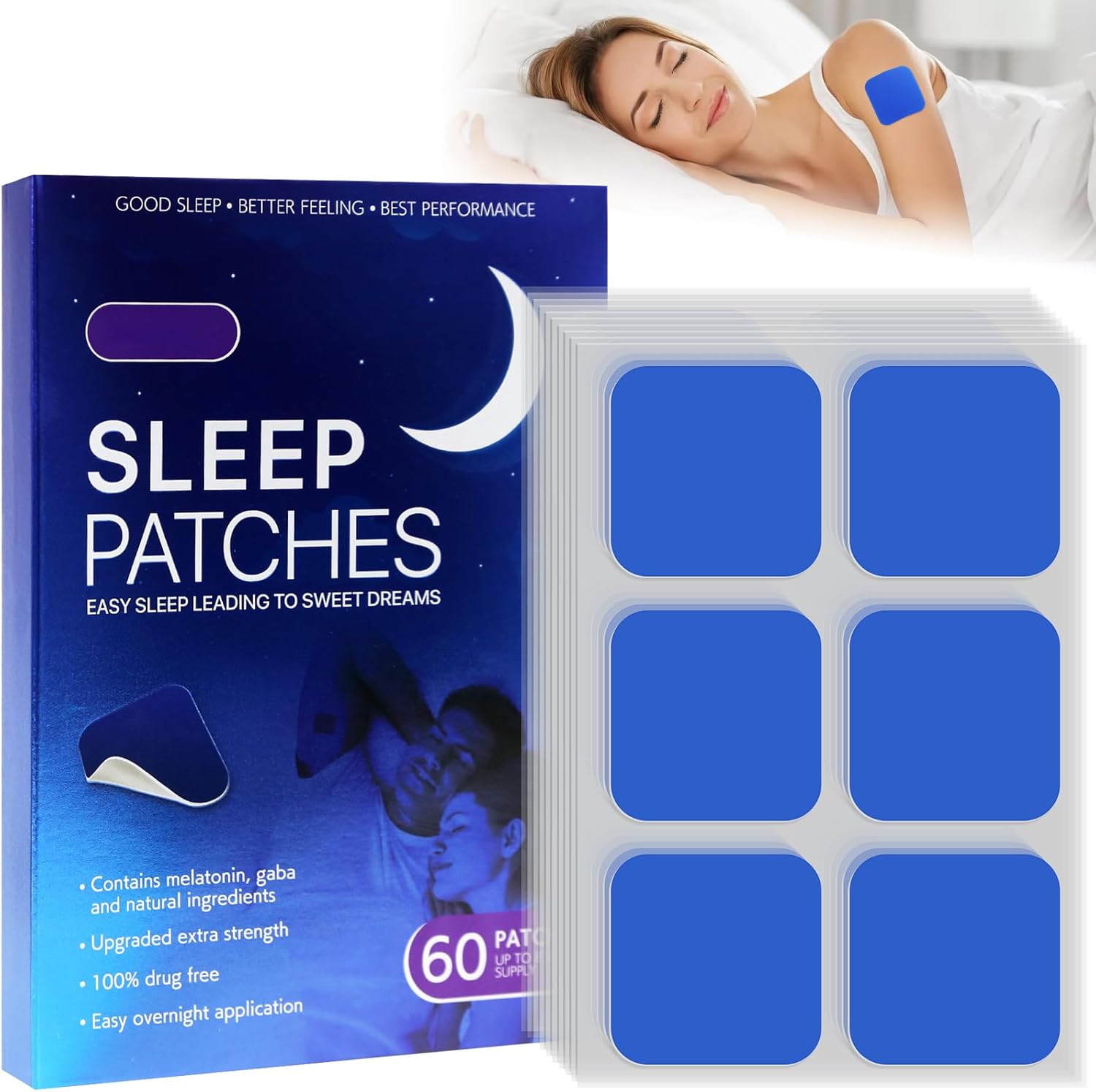 60Pcs Sleep Patches, Upgraded Sleep Support Patches for Adults Deep Sleep Patches, Natural Sleep Aids for Men and Women Improve Quality Sleep Quickly Sleep