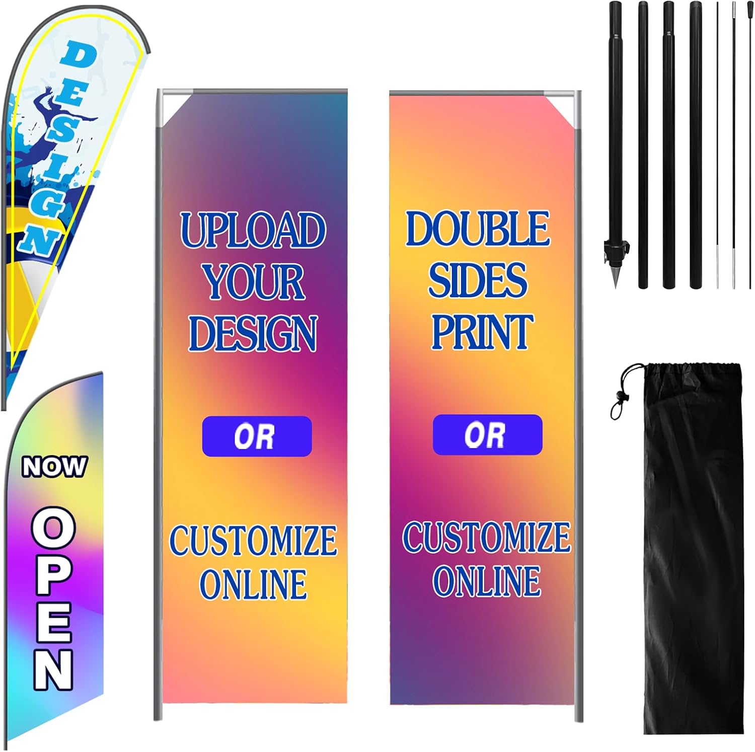 Custom Advertising Teardrop Flags with Optional Pole Kit for Business Personalized Double Sided Feather Banner Flags for Outside Print Your Own Logo/Design/Text