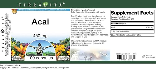 Miniatura 4 de Acai - 450 mg (100 Cápsulas, ZIN 518811)