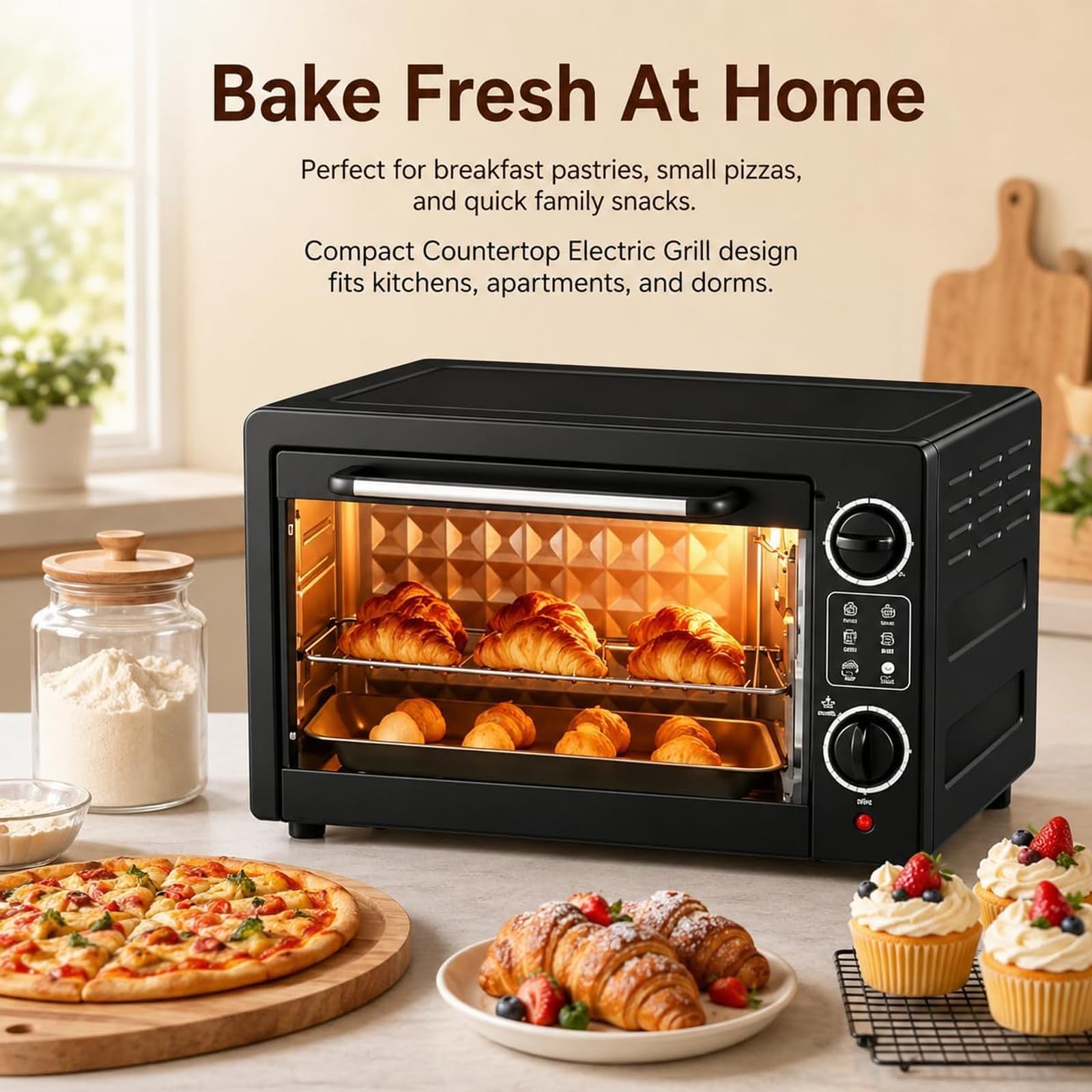 Forno Elettrico Intelligente 22L, Timer da 60 Minuti e 90-230°C