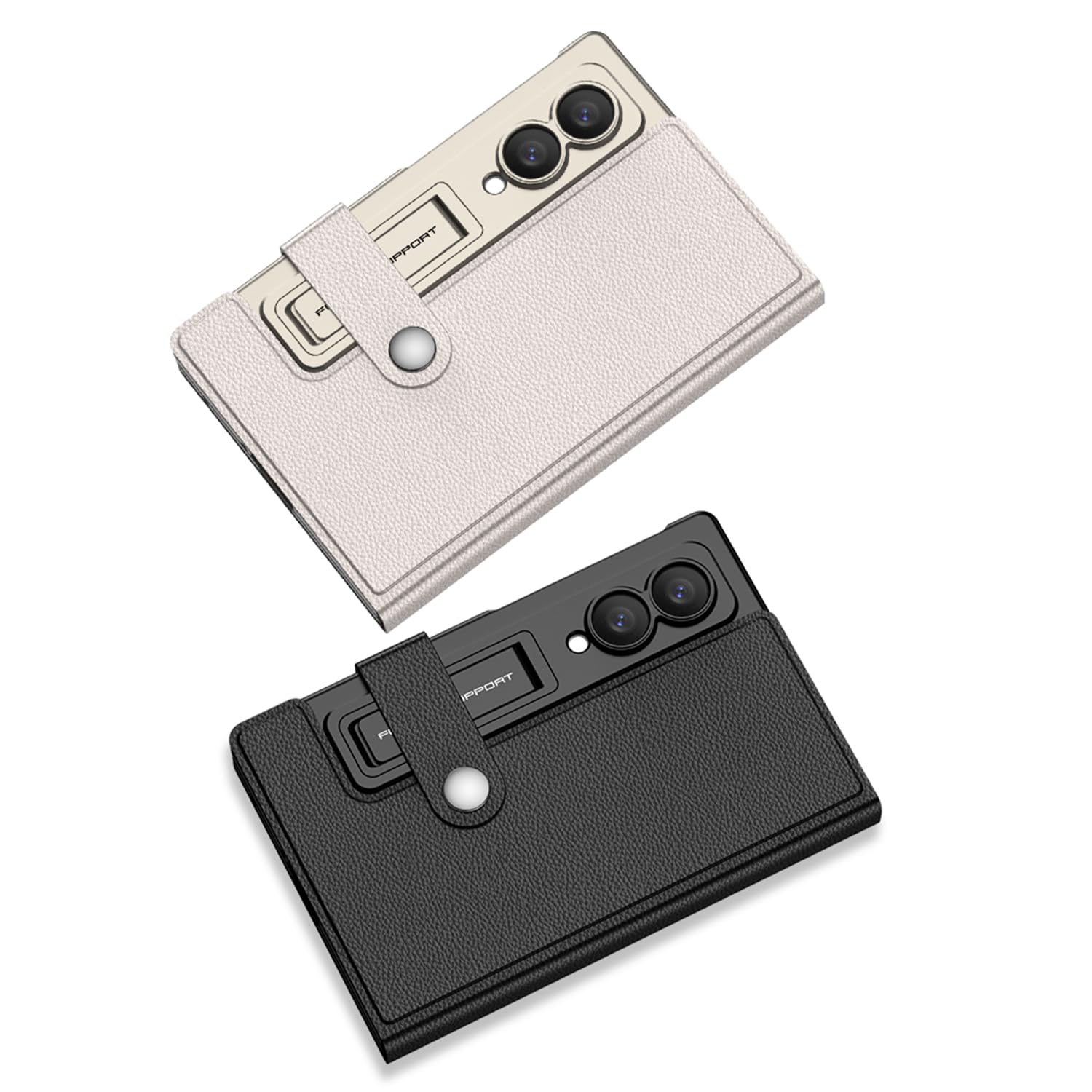 COQUE Etui na telefon Galaxy Z Fold 8, skórzane etui z klapką z miejscem na karty, hartowana folia, pełna osłona ochronna z zawiasami do Samsung Galaxy Z Fold 8 - włókno węglowe