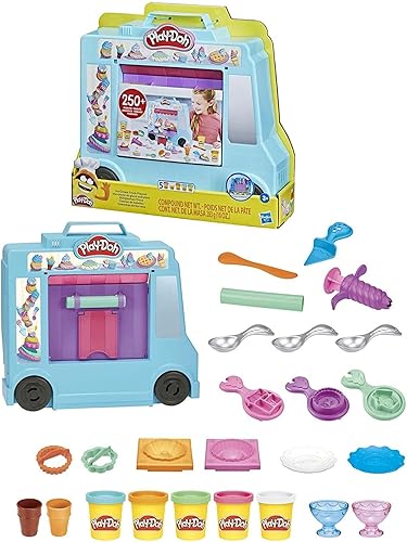 Miniatura 8 de Play-Doh Kitchen Creations - Juego de camión de helado para niños, 20 accesorios de cocina, 5 colores, juguetes preescolares para niñas y niños de 3