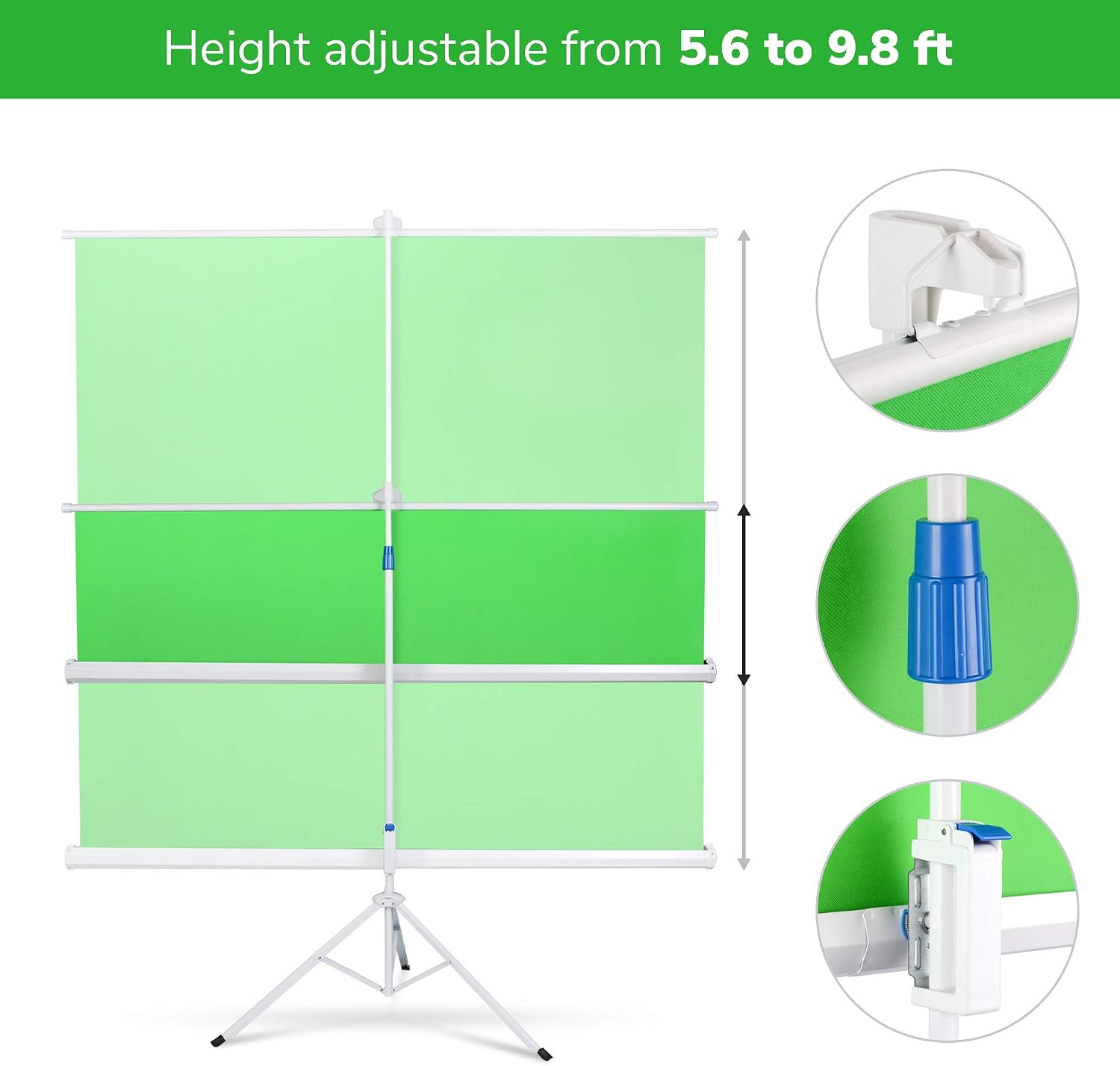 AW Portable 70.5"x70.5" Collapsible Green Screen with Tripod Retractable Chromakey Pull-up Background Live Stream Game Tiktok Video Studio