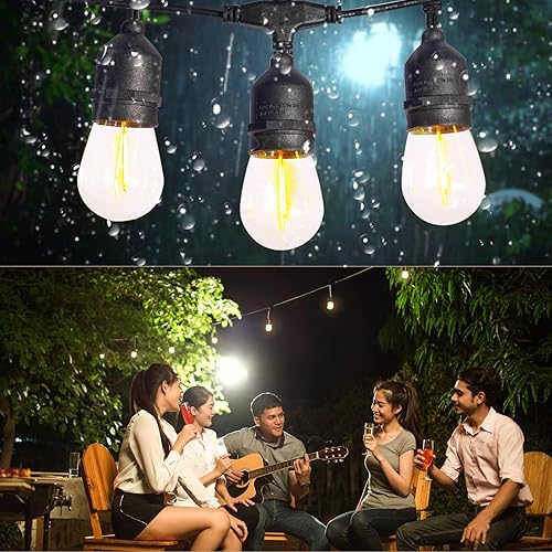 Miniatura 34 de Guirnalda de luces para exteriores de 24 pies, 12 bombillas LED Edison inastillables, regulables, RGB que cambian de color, luces impermeables