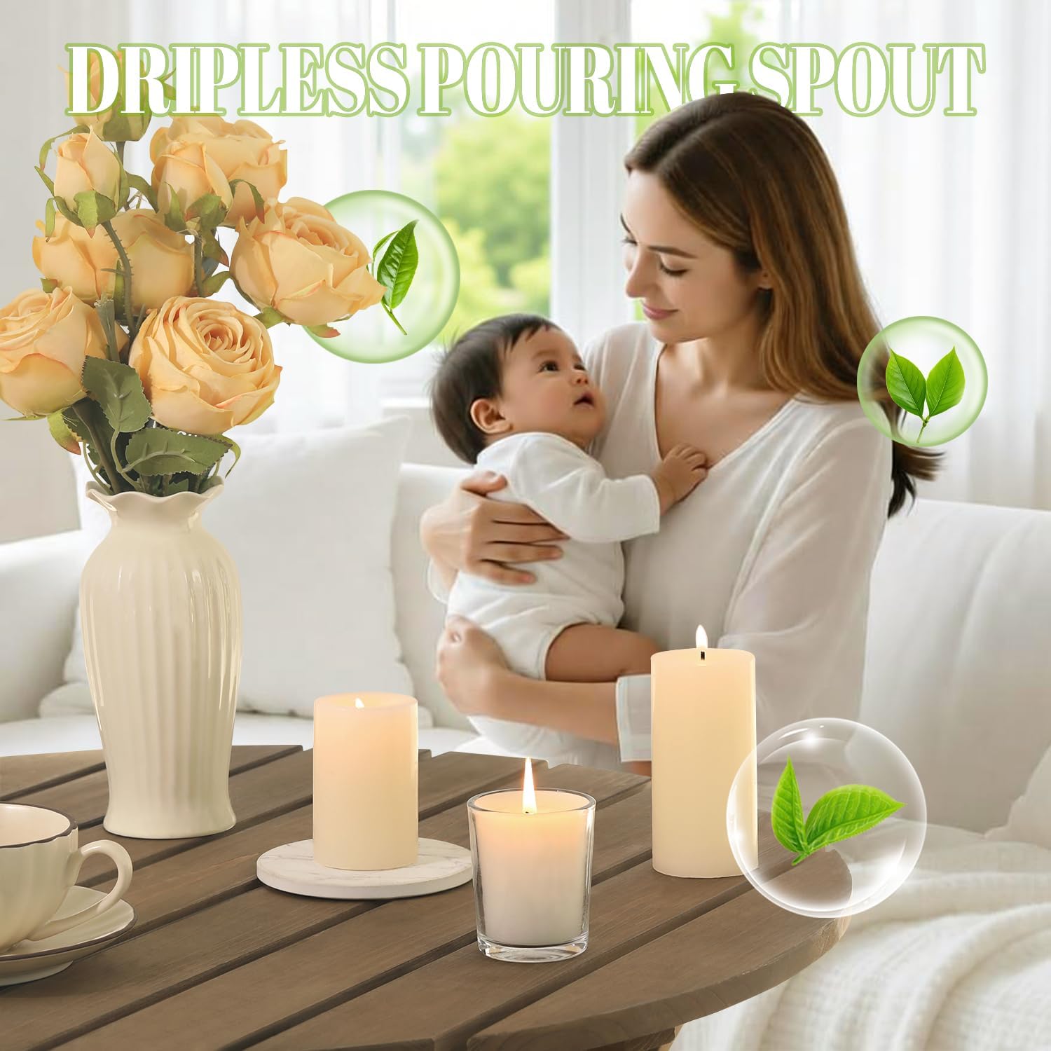 simeitol 2lb White Beeswax Candle Making Kit for Adults, Complete Gift Set with Melting Pot, DIY Starter Candle Making Supplies for Home Decor/Gift Crafting/Holiday Party