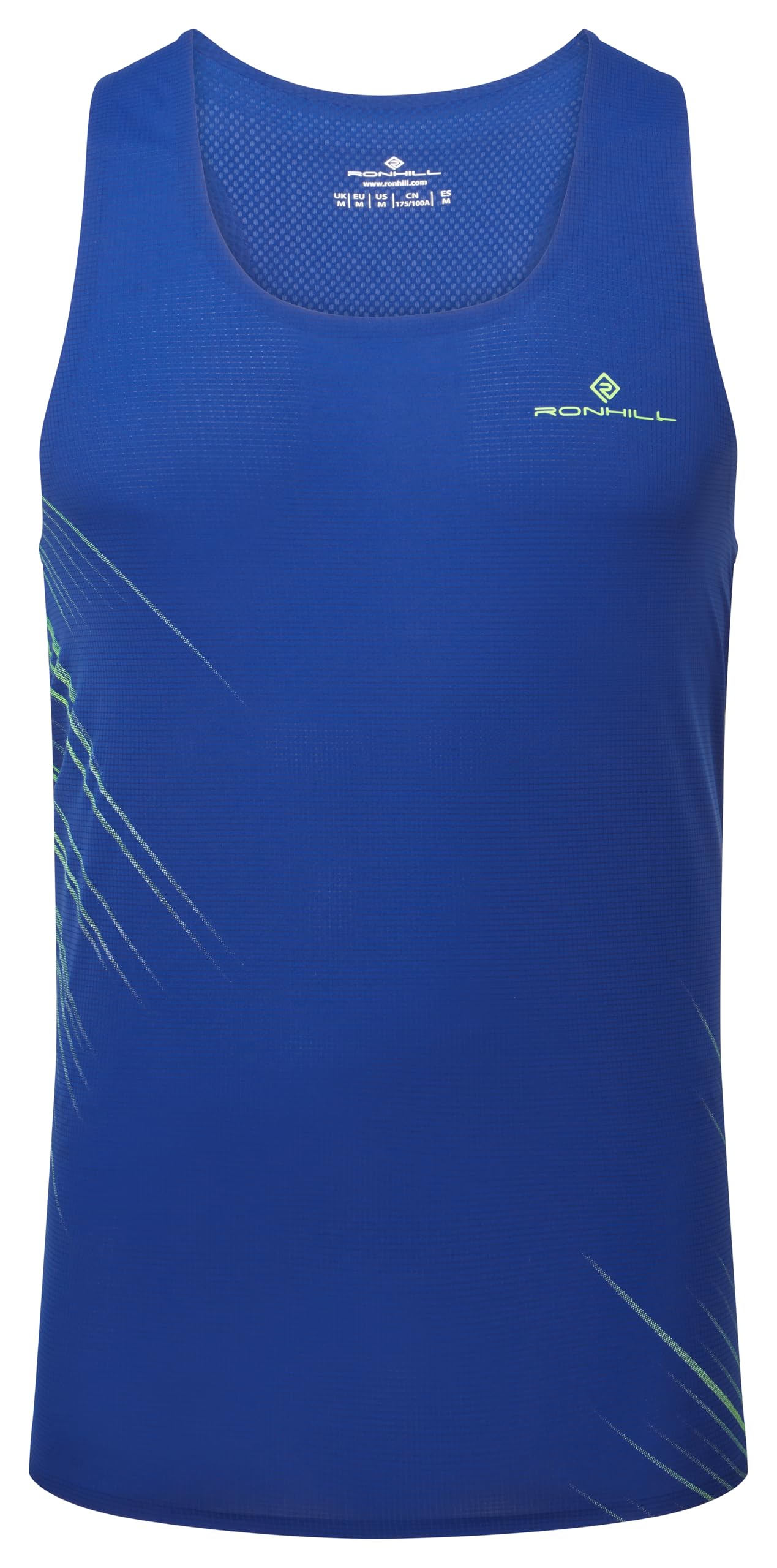 Ronhill Men's Tech Race Vest Running Coat, Dark Cobalt/Fluo Green, M