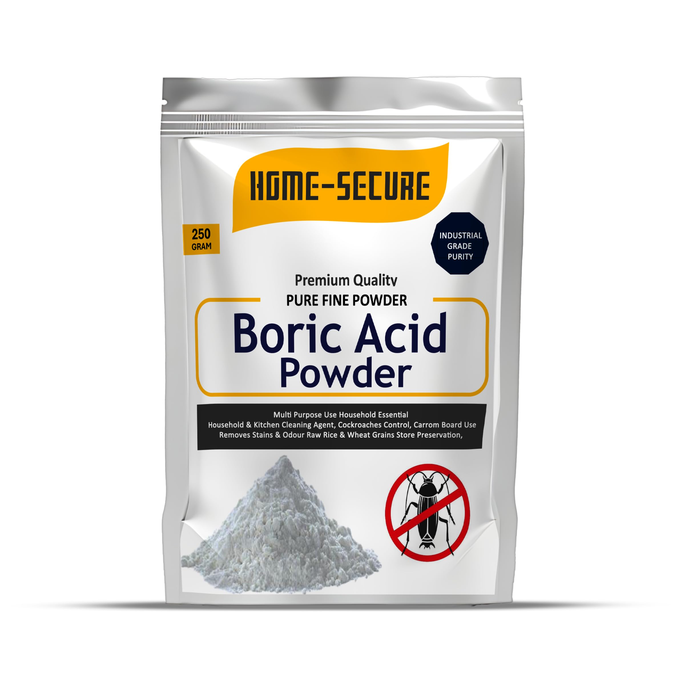 Home-Secure Boric Acid Powder for Cockroaches, Ant Repellent, Bed Bugs Killer, Carrom Board Powder, Rice Preservative, Kitchen Cleaner, Stain Remover, Industrial Cleaning Agent, Natural & Safe-250gm-picture-20