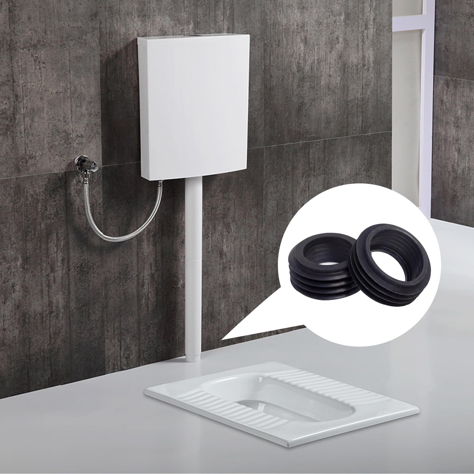 Conector de Tubo de Desagüe para Inodoro - Manguito de Goma para Cisterna, Diámetro Exterior 60 mm, Diámetro Interior 36-45 mm, Altura 25 mm - Sellado Duradero para WC