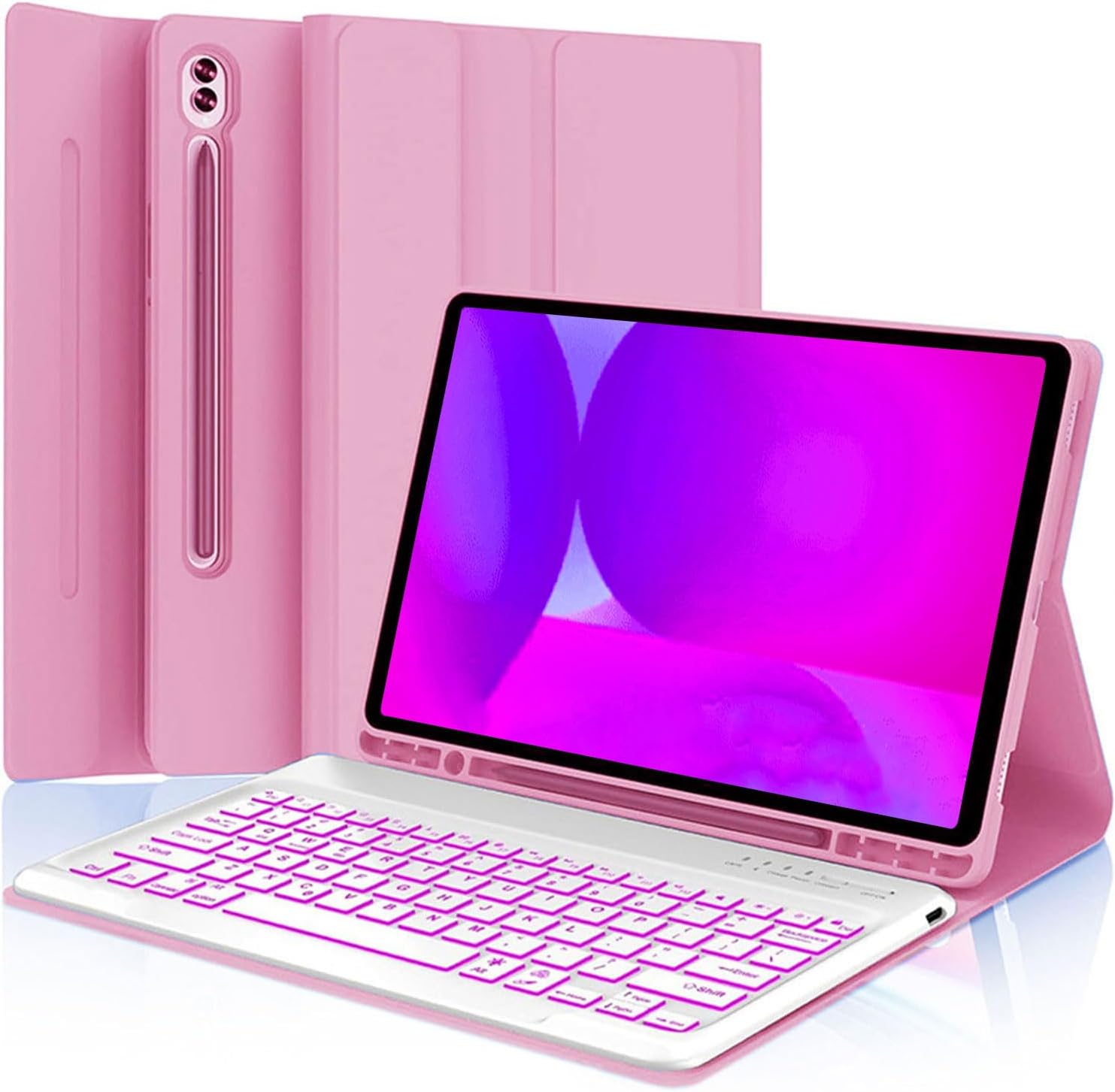Keyboard Case for Samsung Galaxy Tab 10 FE Plus 13.1inch, S10 FE+ Smart Keyboard Case Magentic Keyboard Cover with S-Pen Holder, Pink
