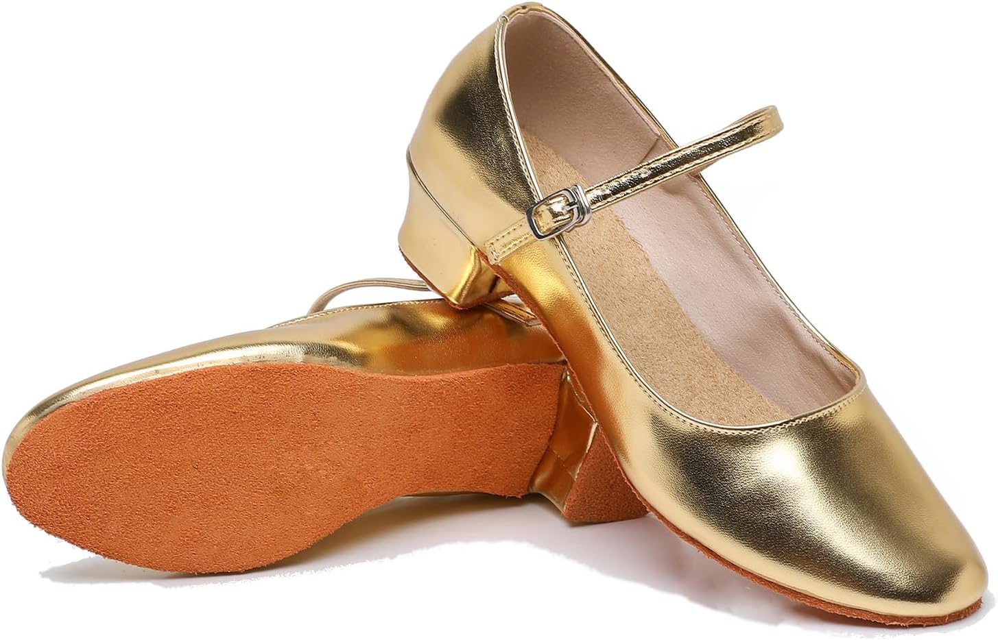 SWDZM Girls Ballroom Dance Shoes Closed Toe Latin Salsa Tango Practice Shoes Low Heel for Kid Toddler