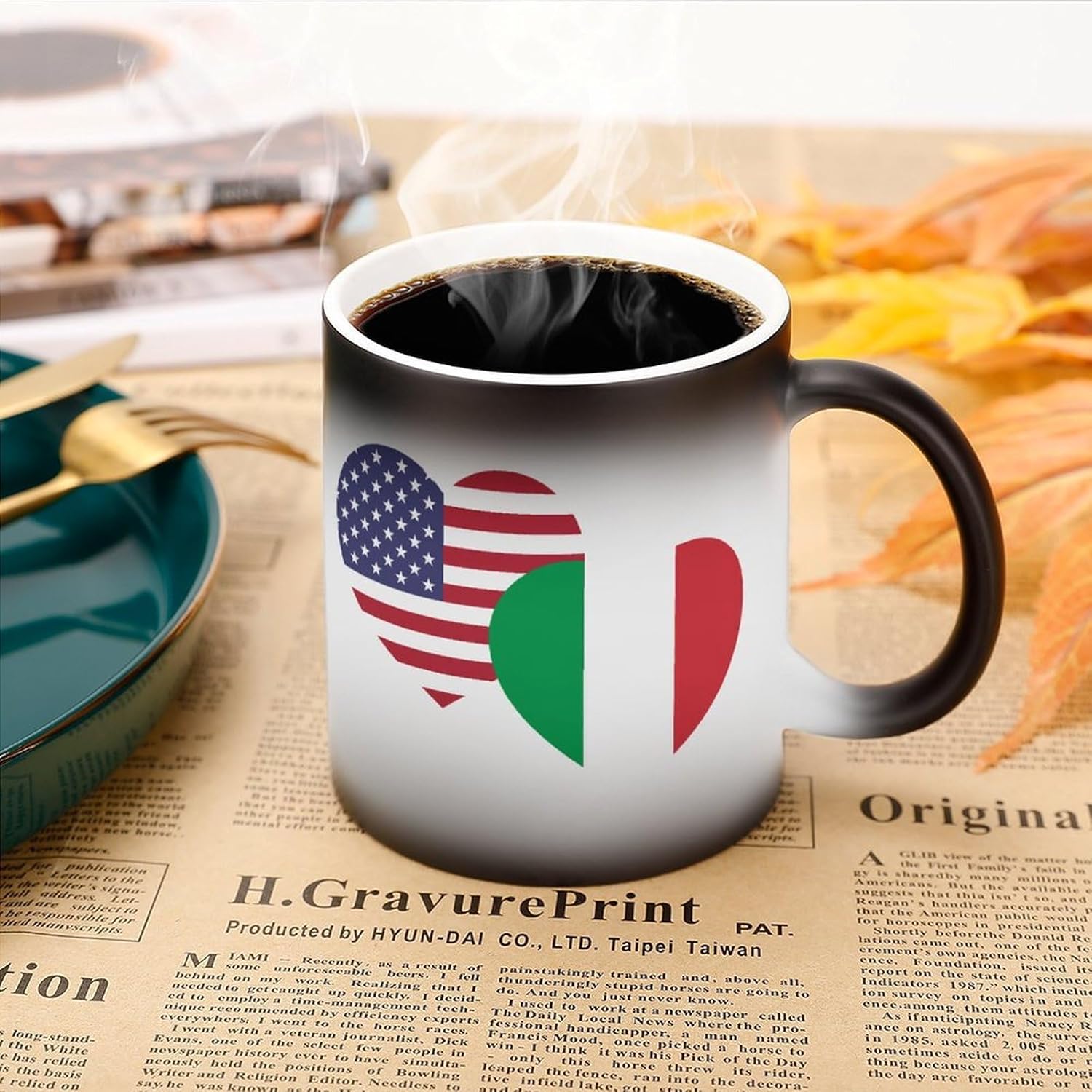 U.S. Italian Flag Funny Color Changing Coffee Mug Ceramic Magic Cup Personalized Discoloration Tea Mugs