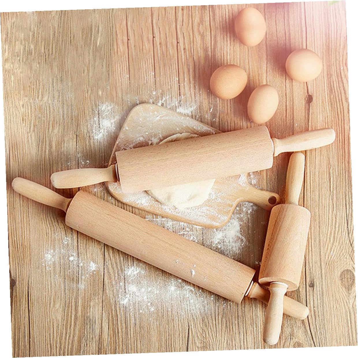 Sosoport 2 Stück Wachsfreies Nudelholz 47x6 Cm mit Rostfreien Lagern Küchenwerkzeug für Fondant und Kekse zum Backen