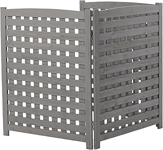 32" W x 38" H Air Conditioner Fence,3 Panels Privacy Screen for Outside,Easy Install Outdoor Wood Privacy Fence for Garden Backyard & Patio (Lattice Grey)