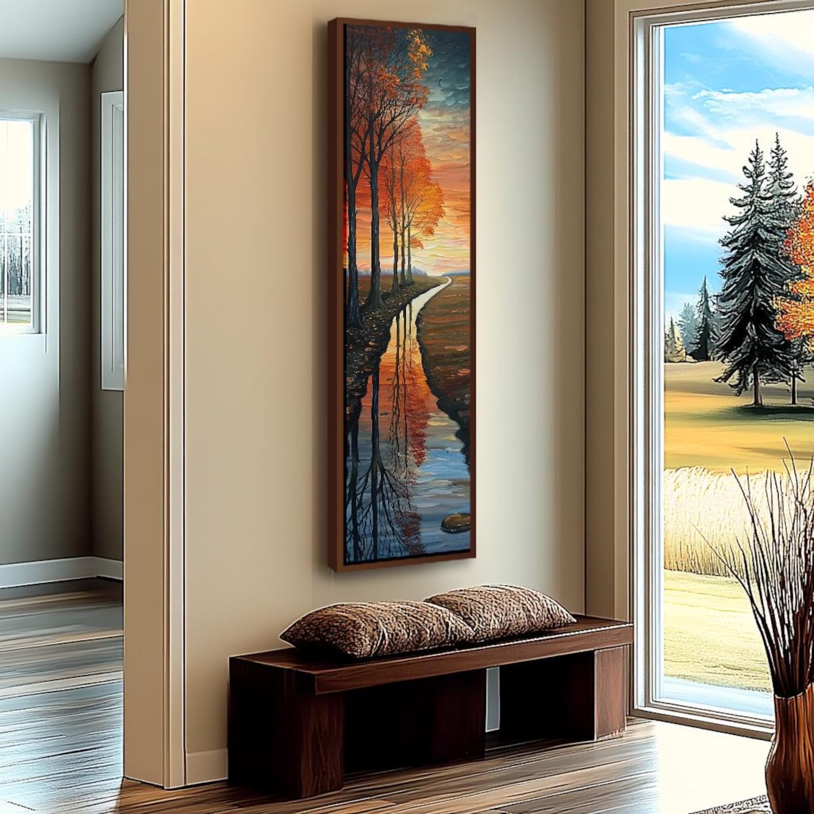 YUSUZHU Long Narrow Canvas Wall Art, Tall Narrow Wall Art, Long Vertical Wall Art, Large vertical wall art,Print Canvas Painting(55x110cm/Frameless)
