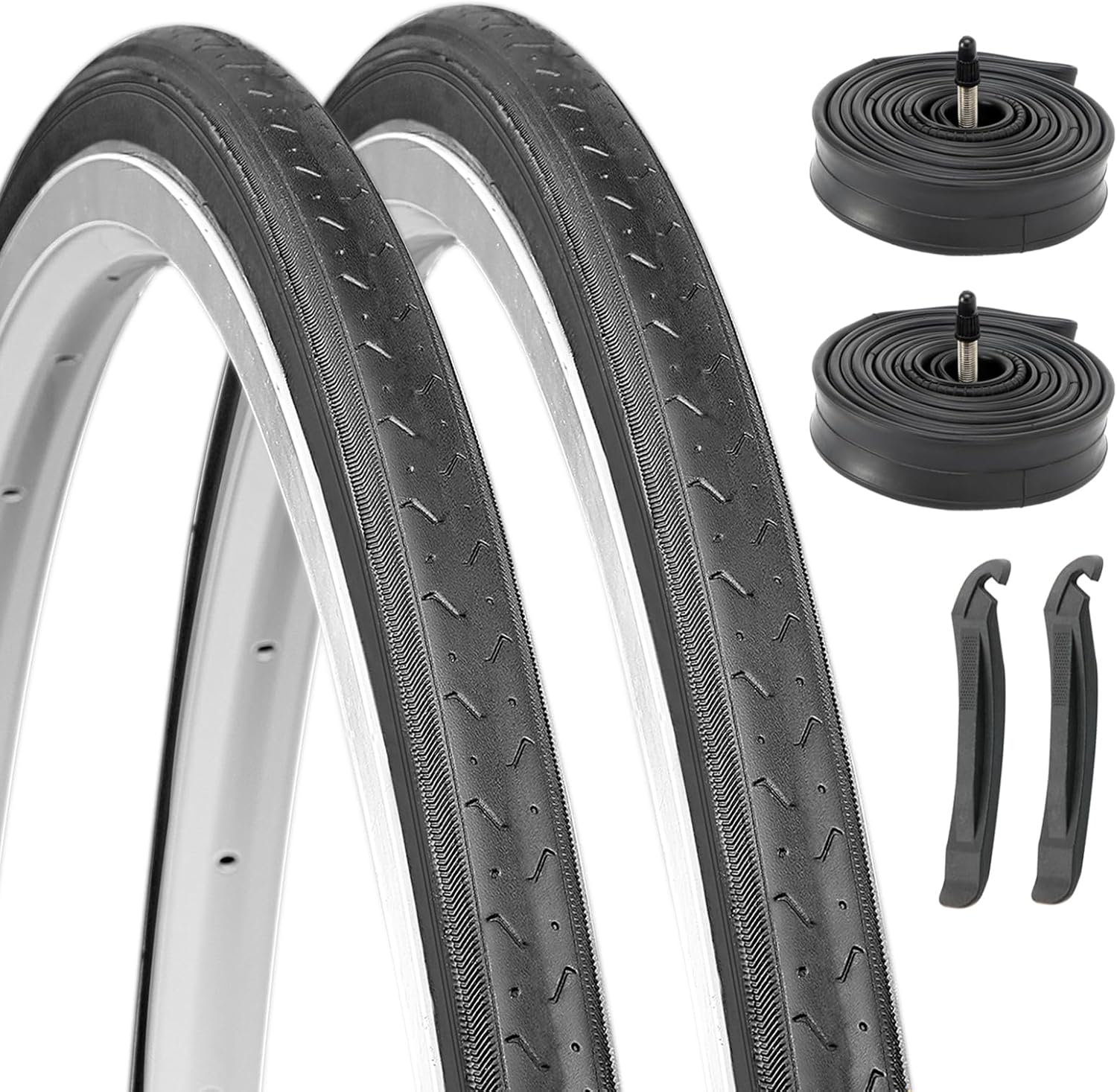 Hycline Road Bike Replacement Tire: 700x25C/700x28C/700Cx35C Folding Puncture-Resistant Bicycle Tires for City Commuter Road 700x25C Qty 2 Tires+2 Tubes