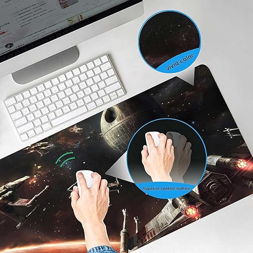 Miniatura 6 de Alfombrilla de mouse para juegos Space Airplane Wars, XXL, extendida, grande, con borde cosido, impermeable, base de goma antideslizante,