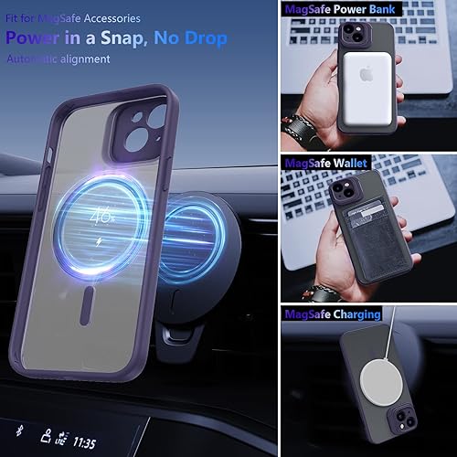 Miniatura 4 de UCASONG Funda magnética para iPhone 13 con soporte de protector de cámara, probada contra caídas de grado militar compatible con MagSafe Funda