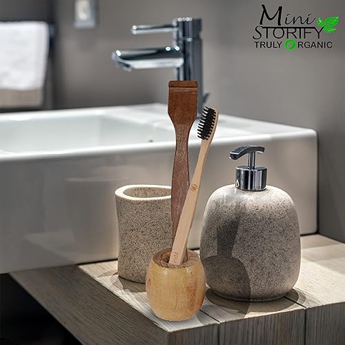 Miniatura 4 de 2. Soporte para cepillo de dientes de bambú, 2. Cepillo de dientes de bambú, cerdas suaves, natural, limpieza oral, biodegradable (paquete de 4)