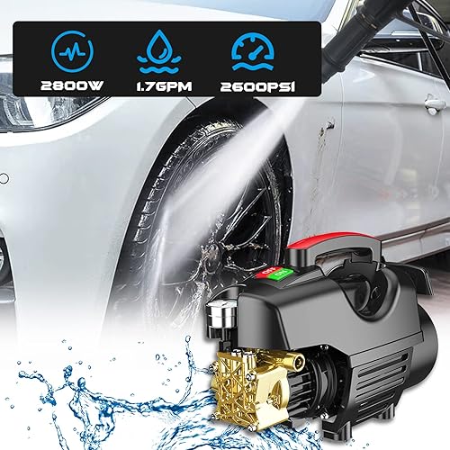 Miniatura 2 de Lavadora a presión portátil de 2800 W Lavadora de energía eléctrica autocebante de doble propósito 2600PSI lavadora a presión de coche para patio,