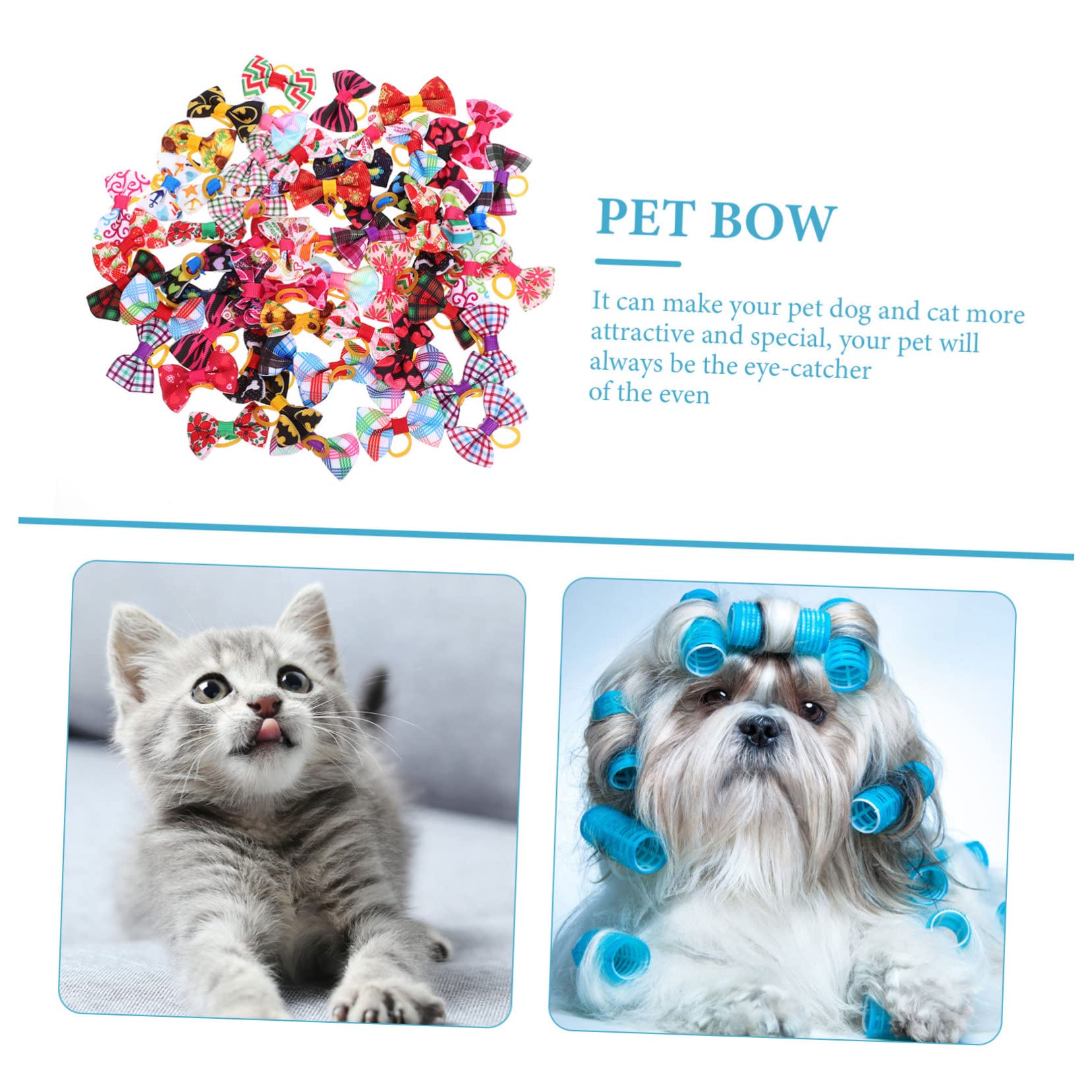 Mipcase 300 Piezas Flor De Cabeza De Mascota Perro Arcos Chica Cuidados del Perro Accesorios para Disfraces De Perros Pequeños Lazos para El Pelo De Perro Paño Pequeño Arco Elástico