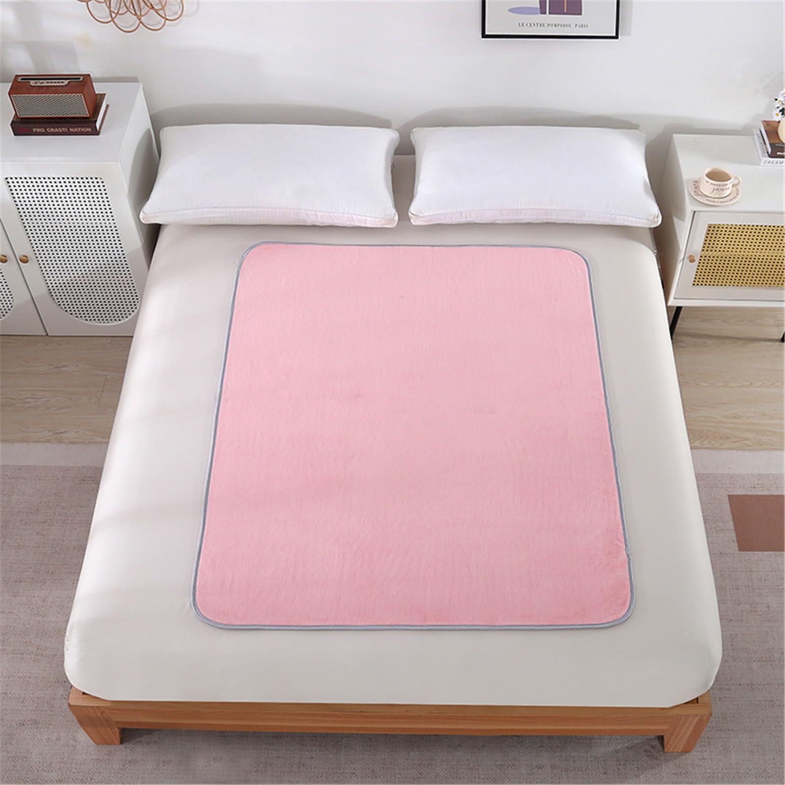 AHUAN Seda Helada Tamaño Grande Empapadores Cama Adultos Lavables para Sofás, Protector Cama Transpirables Empapador Protector de Cama Mascotas(Pink,180 * 200cm)