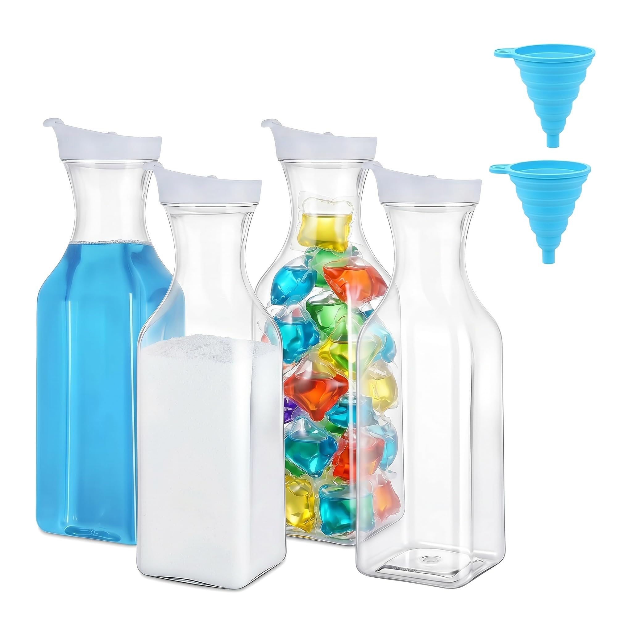 4 Pcs Laundry Detergent Dispenser, 1.5L Plastic Storage Containers