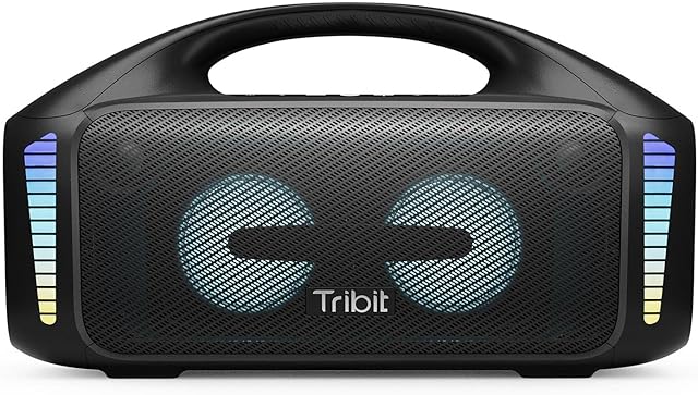 Tribit Bluetooth Speaker StormBox Blast,Portable Speaker 90W Loud Stereo Sound with XBass LED Light Show Bluetooth 5.3,IPX7 Waterproof Speaker, PowerBank,TWS,Custom EQ,30H Playtime for Outdoor Party