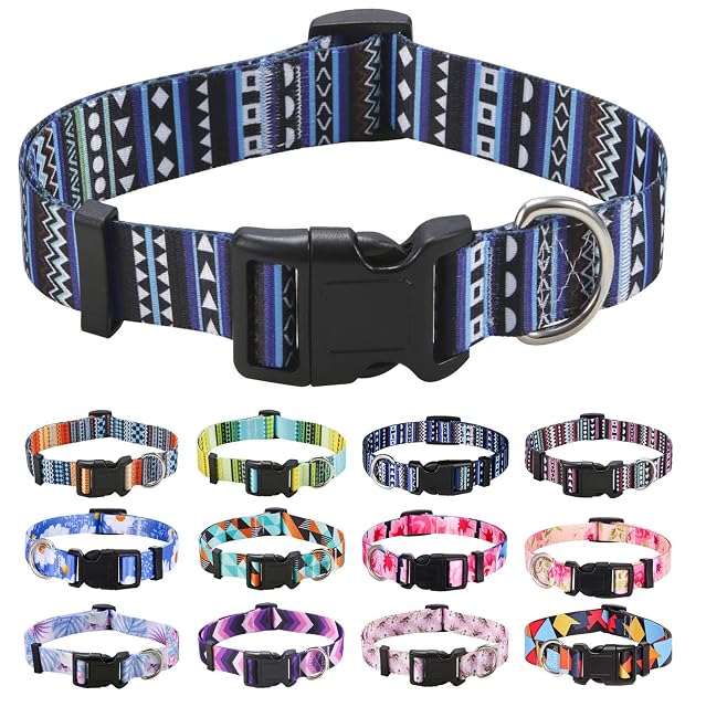 Mihqy Collar Perro, Ajustable y Resistente con Patrones de Moda