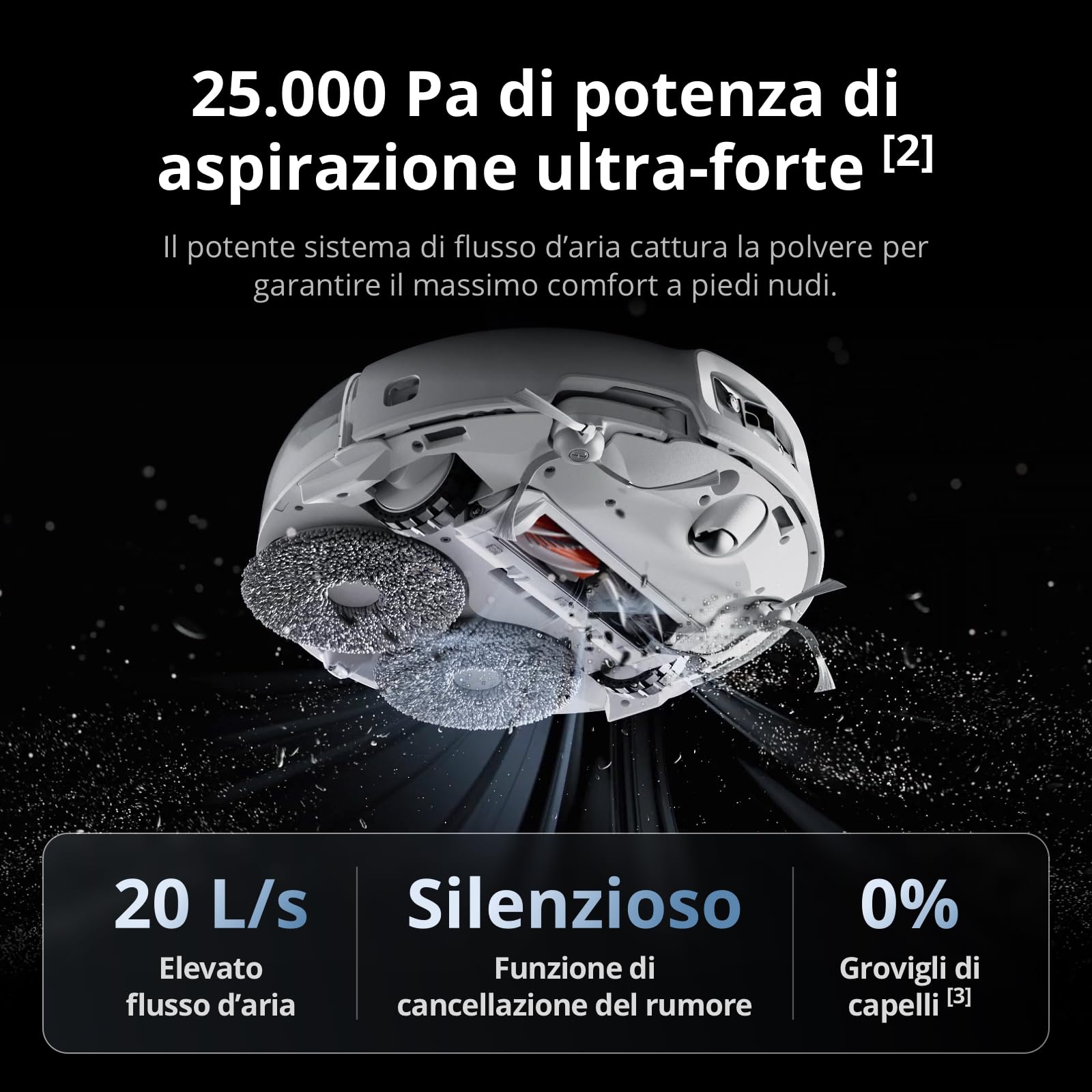 DJI ROMO P Robot Aspirapolvere Lavapavimenti con Mappatura, 25000 Pa, Rilevamento Ostacoli a Livello di Drone, Antigroviglio, Stazione Base Autopulente, 200 Giorni senza Manutenzione, Trasparente