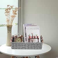 Vista 7 de Cesta de almacenamiento pequeña de mimbre con asa, cestas decorativas para organizar, recipiente de almacenamiento decorativo para encimera, cesta